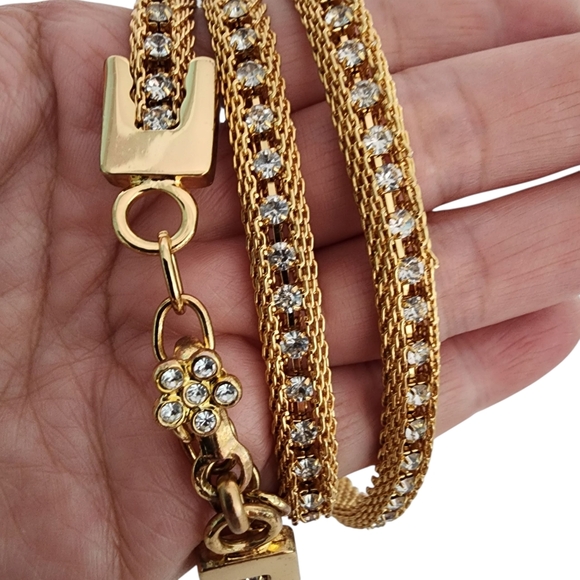 Vintage Gold Mesh Belt with Rhinestones - Picture 5 of 15